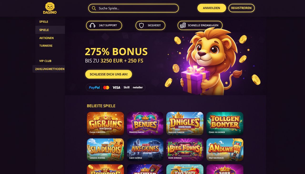 Startseite von Zoome Casino mit Willkommensbonus-Banner und Spielübersicht